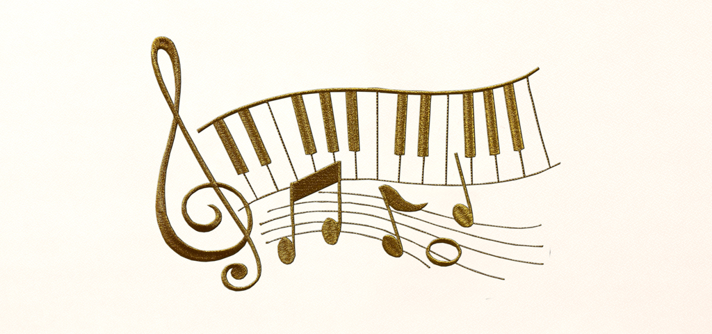 Music Notes Gold Rosetan Faux